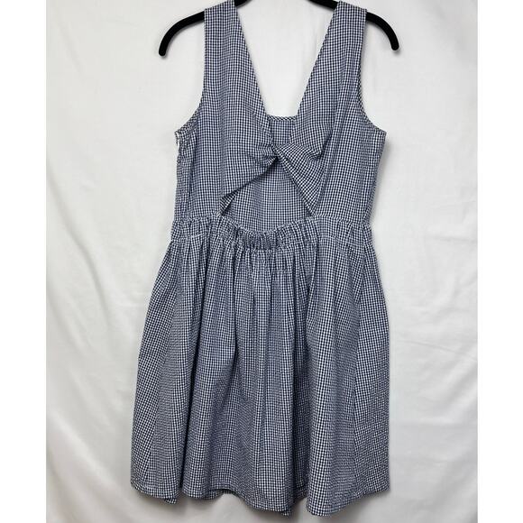 Molly Bracken Women's Large White/Blue Gingham Check Knee Length Summer Dress - Picture 6 of 9